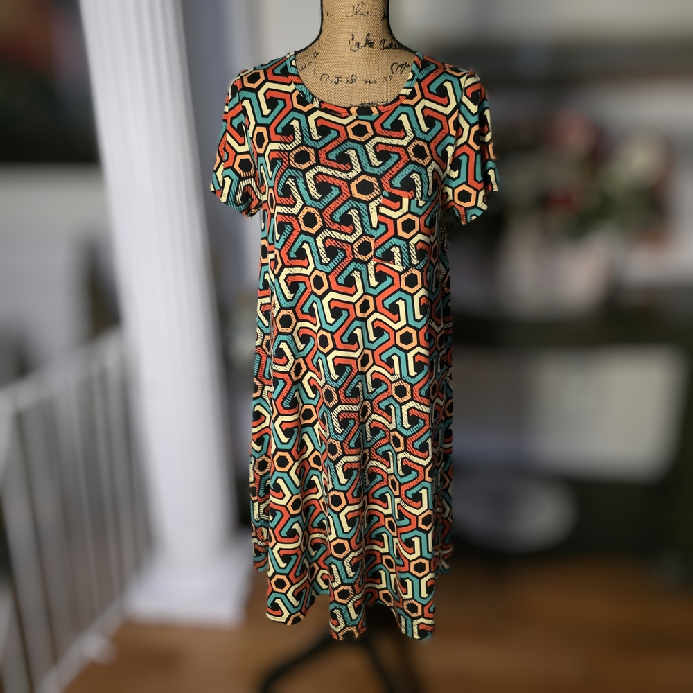 LuLaRoe Multicolor Geometric Carly Dress